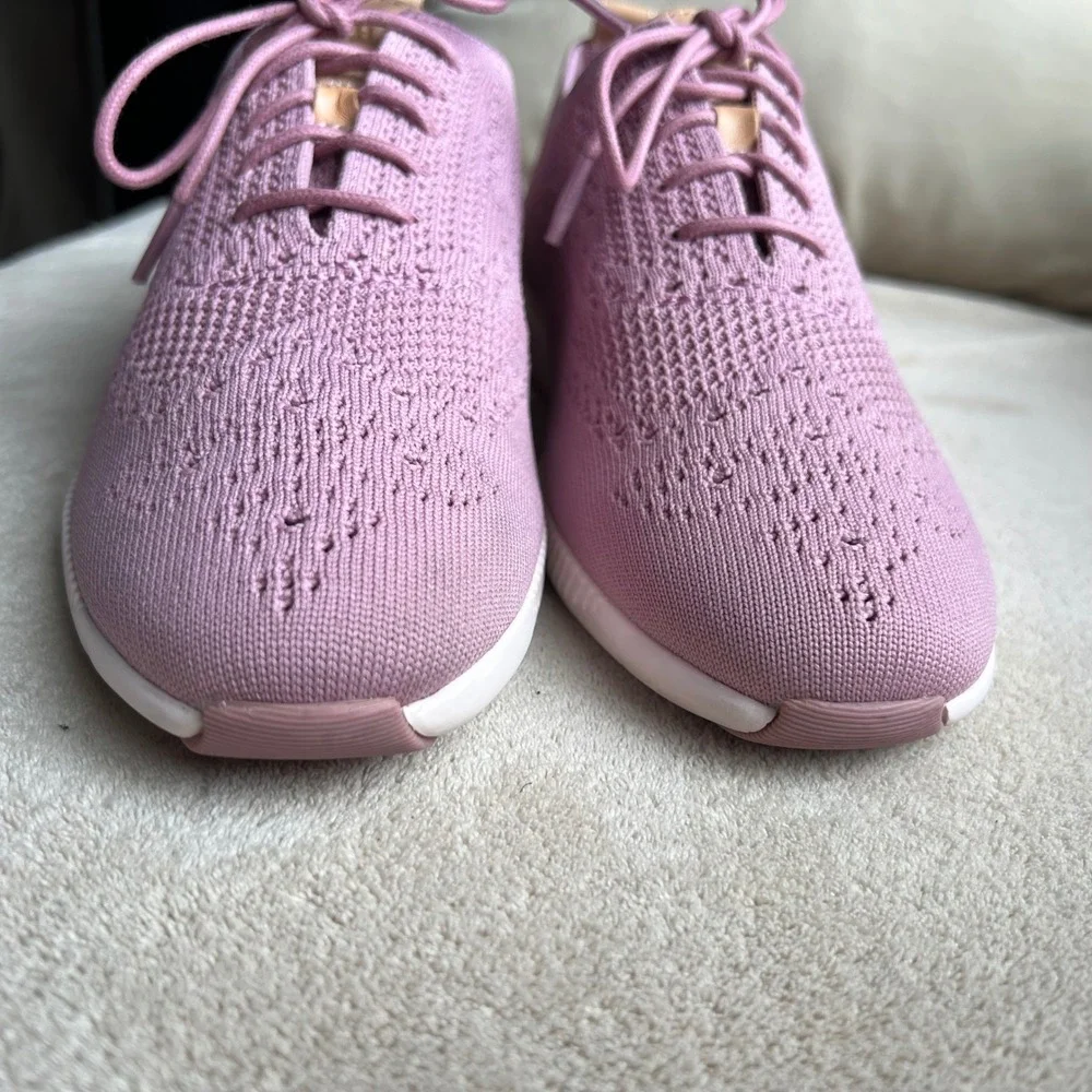 Cole Haan Rose Pink‎ Knit Lace Up Sneakers Women 9.5 B Athleisure Comfort Preppy